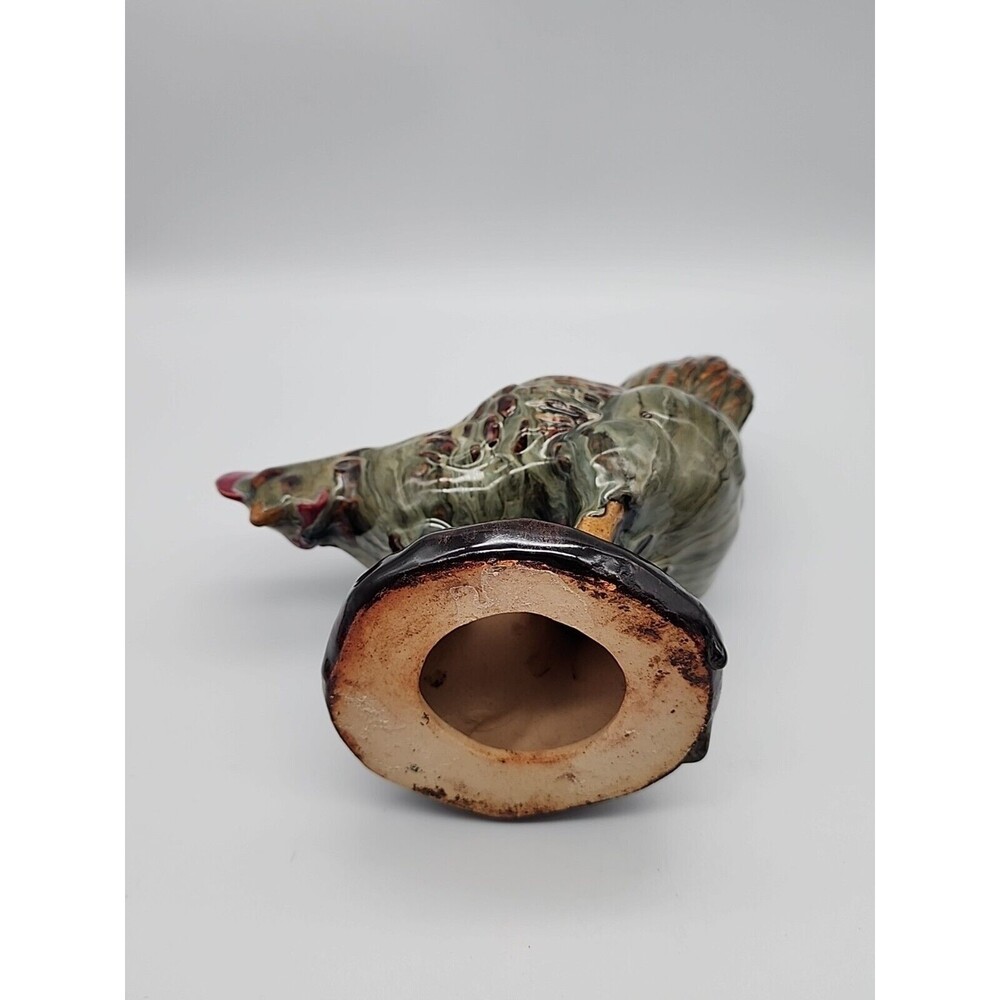 Vintage Terracotta Pottery with Wild Glaze Pecking Chicken Figure - Picture 8 of 12